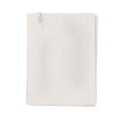 Clipped pile of squared sheets of notebook paper isolated on whi