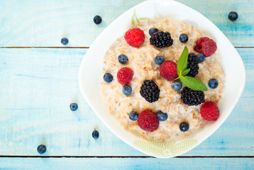 Oatmeal with different berries