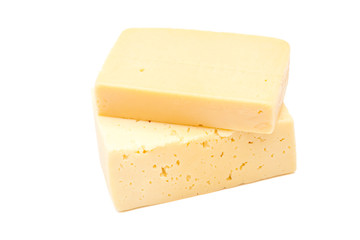 cheese slices on white background