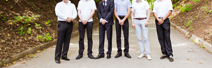 Groom With Best Man And Groomsmen 