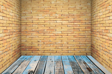 brick room and wooden floor