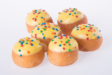 Sweet mini donut on background