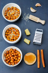 roasted chickpeas in different flavors