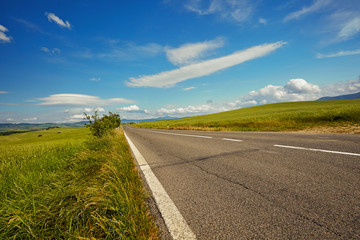 Winging road on the hill. Tuscany, Italy