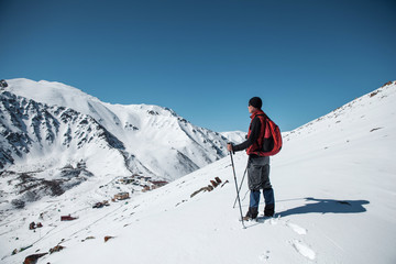 Fototapeta na wymiar Trans-Ili Alatau mountains. Top view from Big Almaty peak.