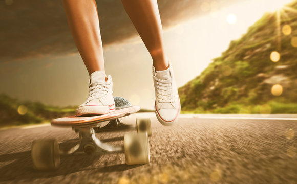 Woman on a Skateboard