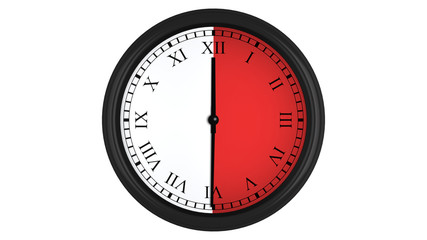 Naklejka premium Roman wall clock with red 30 minutes time interval