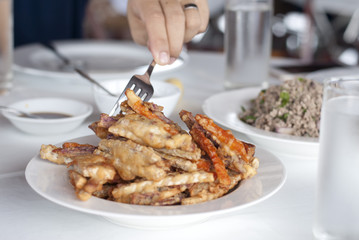 Deep fried yam, taro and potato