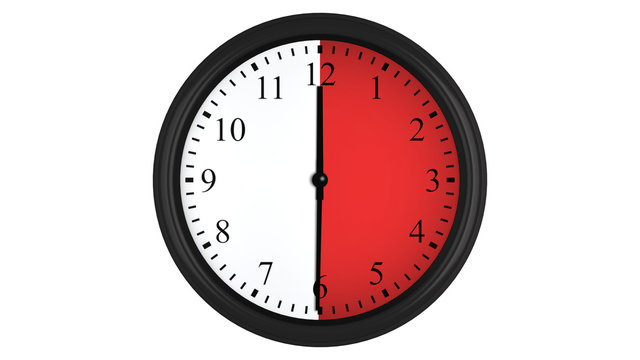 Wall clock with a red 30 minutes time interval