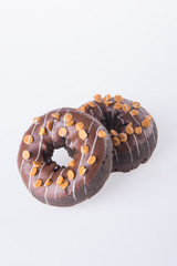chocolate donuts on a white background