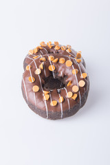 chocolate donuts on a white background
