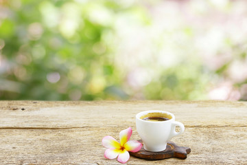 Coffee and frangipani flower
