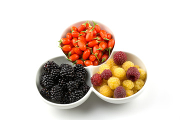 Goji, raspberries and blackberries