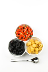 Goji, raspberries and blackberries