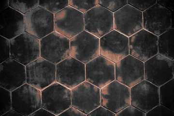 Old red wall with Hexagonal shape for background