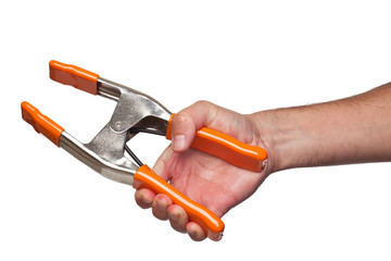 Han holds a big clamp