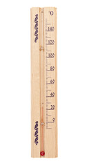 Wooden Weather Thermometer Isolated on White Background