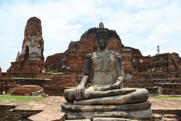 Fototapeta premium Wat Phra Maha That is located in The Ayutthaya Historical Park, Thailand