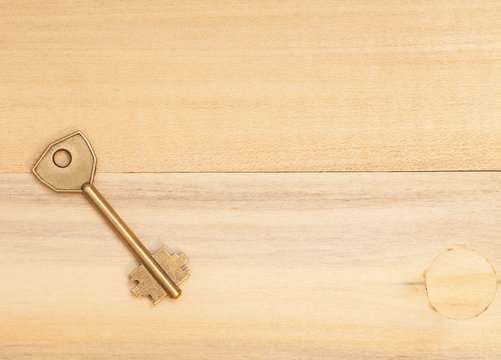  key on wooden table