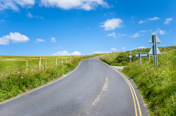 Curving Road int the Countryside of Cornwall