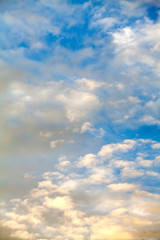 Fototapeta premium Blue sky with clouds and sun. Background