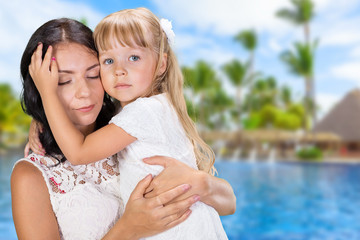 Fototapeta premium Mother and daughter on vacation
