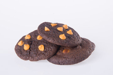 Chocolate chips cookies on background