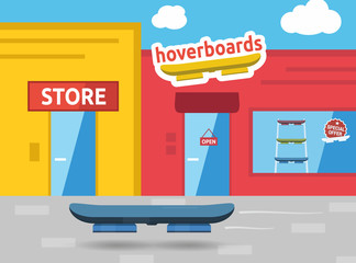 hoverboard on the street in front of shops - 88626366