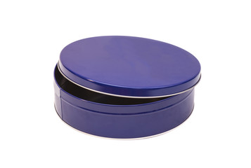 Blue Open Round Metal Box
