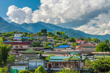 Fototapeta na wymiar Santi Chon village on the hill in Mae Hong Son Province, Northern Thailand