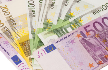 Different Euro banknotes