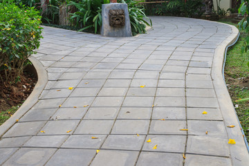 Cement brick walk way in the garden