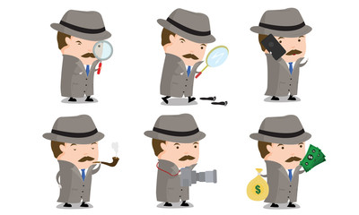 Detective mascot set 1