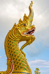 Fototapeta na wymiar The religion art of Naga head statue in Thailand Buddhist temple