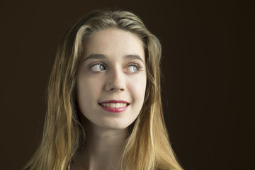 Studio portrait of a young Caucasian woman