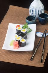 Fototapeta na wymiar japanese cuisine. sushi on the background
