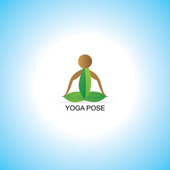 yoga posture created with green leaf vector illustration