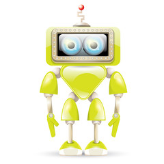 vector green cartoon robot isolated on white