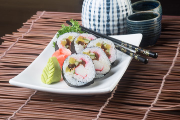 japanese cuisine. sushi on the background