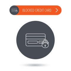 Blocked credit card icon. Shopping sign.