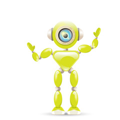 vector green cartoon robot isolated on white