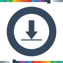 Flat download icon in a circle.