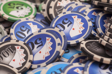Casino chips- gambling concept