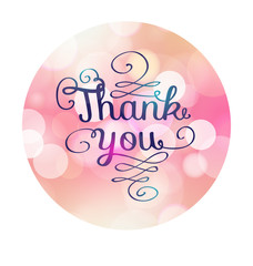 Thank you card on soft colorful background.
