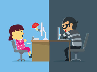Girl have been deception from cyber criminals. he flirts  with her by means of delivers flowers.