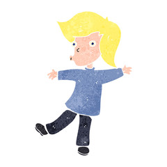 retro cartoon happy blond boy