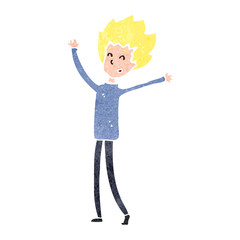 retro cartoon happy blond boy