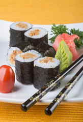 japanese cuisine. sushi on the background