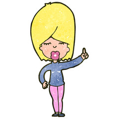 retro cartoon blond woman with idea