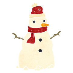 retro cartoon snowman